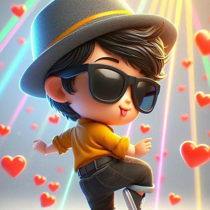 Cool chibi boy wearing sunglasses and hat street style