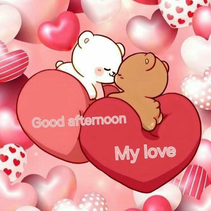 Cute teddy bears hugging pink hearts romantic afternoon love