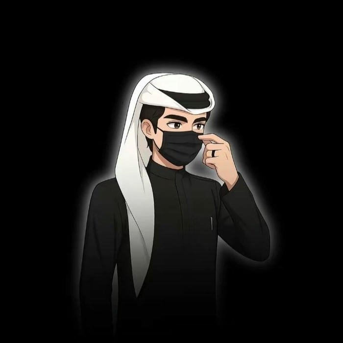 Dark aesthetic profile man wearing traditional head covering art