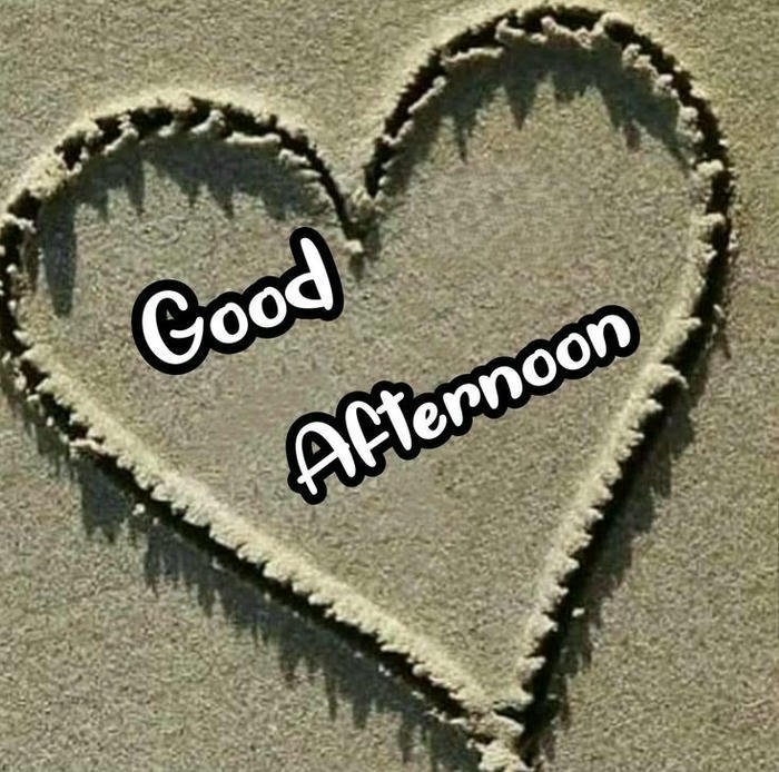 Good afternoon images love heart shape drawn sand beach view