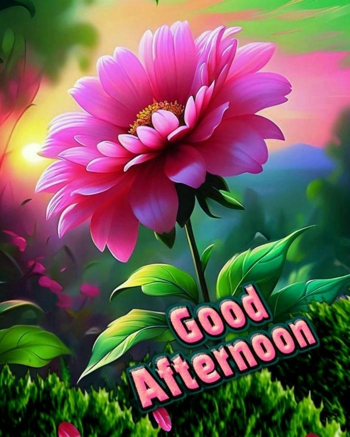 Good afternoon images love pink flower green leaves garden view