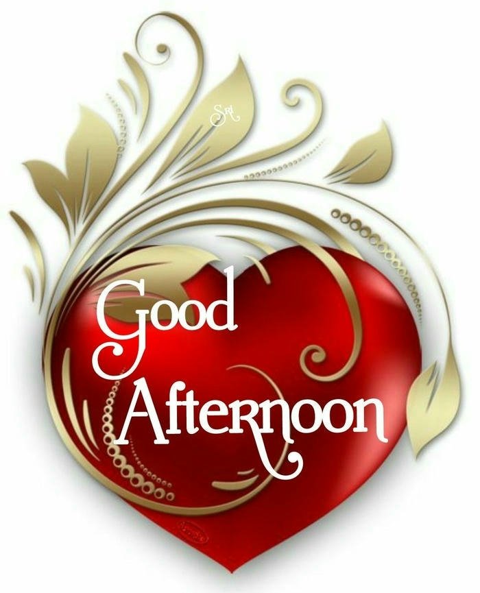 Good afternoon images love red heart ornament gold swirl design
