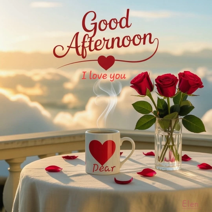 Good afternoon images love with warm romantic wishes