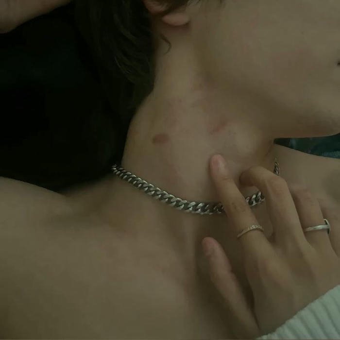 Love bites images woman collarbone red marks hand touch