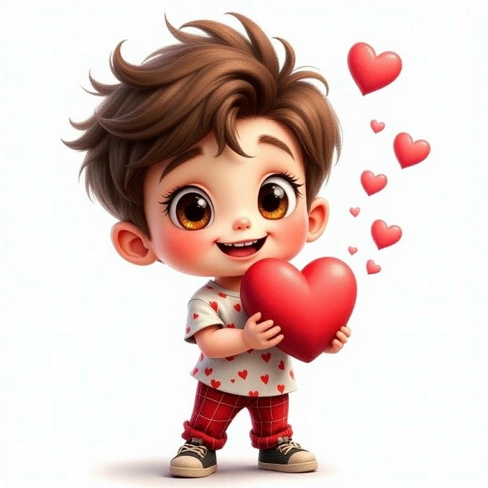 Love dp for boys 3d cute boy holding big heart