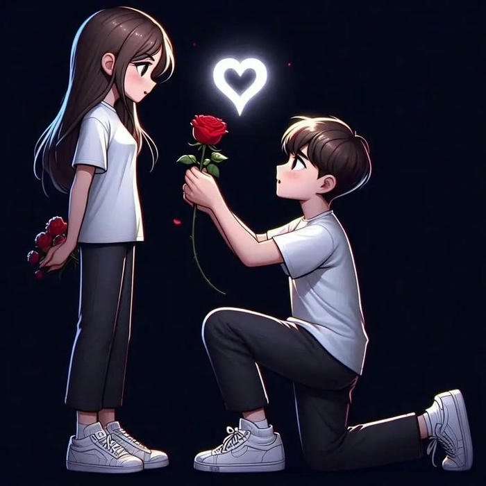 Love dp for boys anime couple boy giving red rose