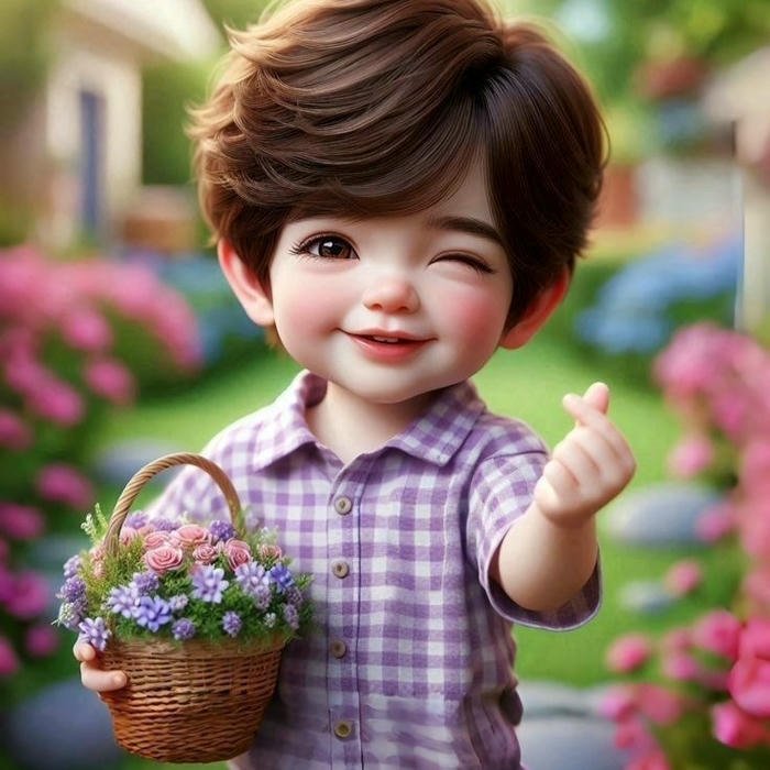 Love dp for boys little kid holding basket of flowers