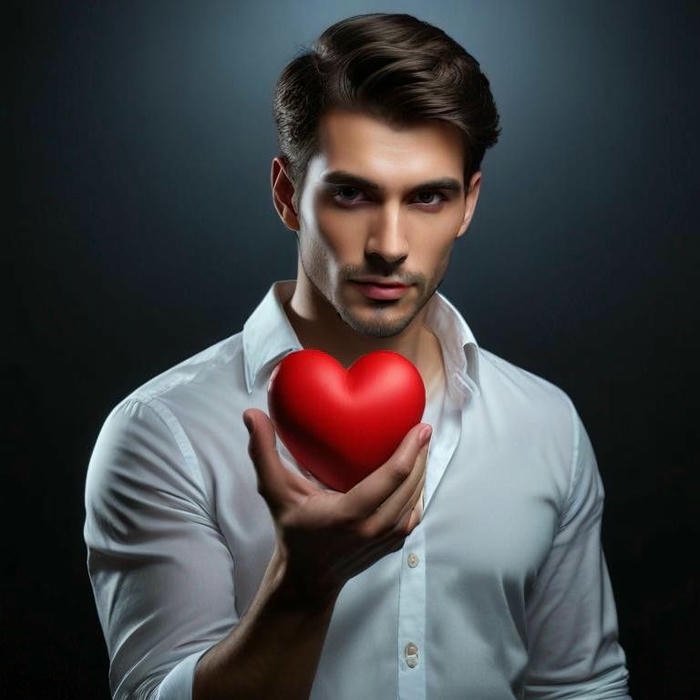 Love dp for boys man in white holding red heart