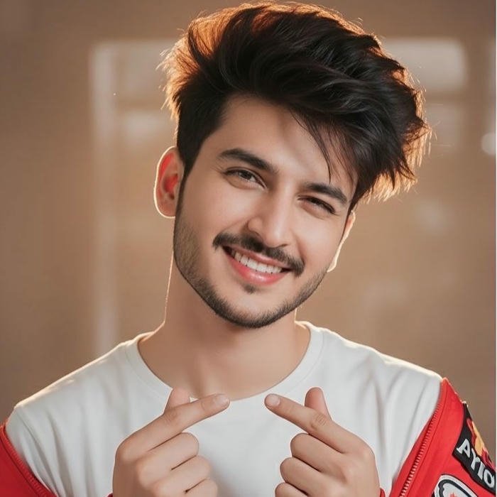 Love dp for boys smiling man making finger hearts gesture