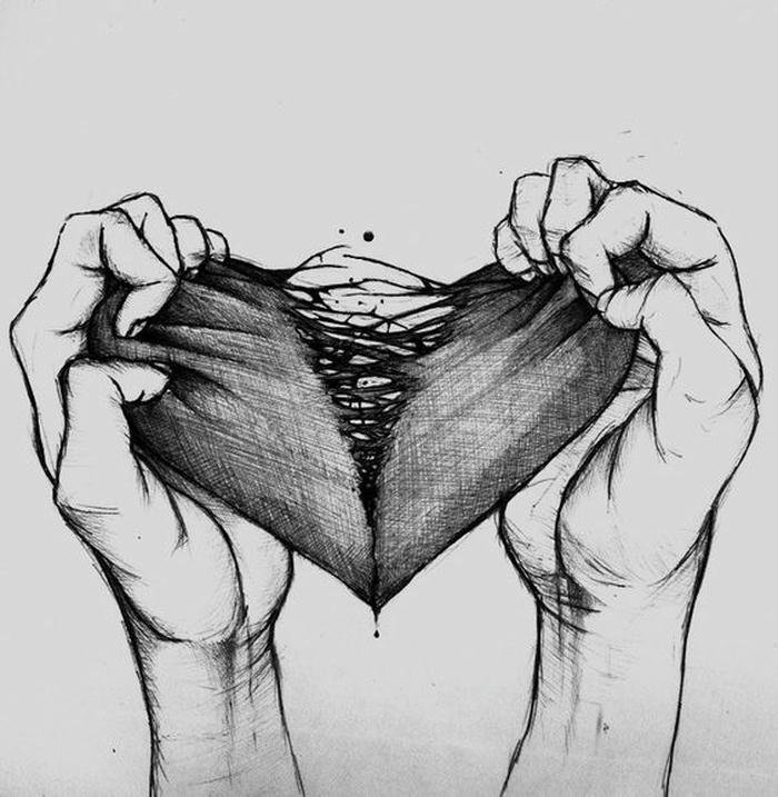 Love failure images hands holding broken heart pencil sketch