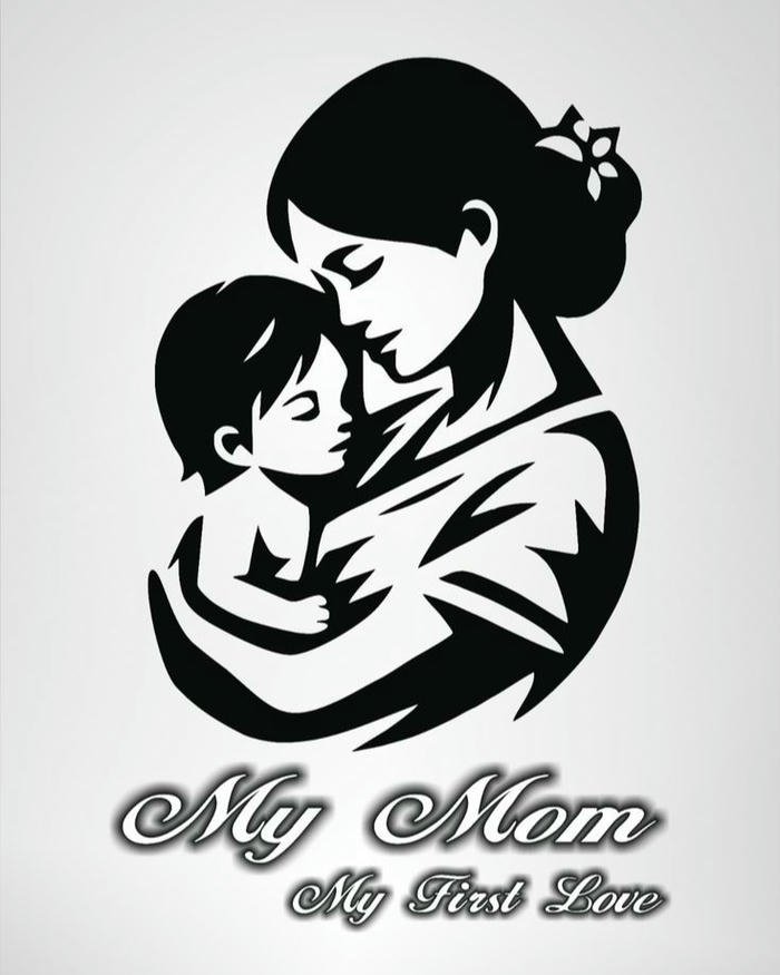 Love maa image black vector logo design of mother hugging baby