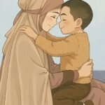 Love maa image painting of mom and son touching foreheads gently