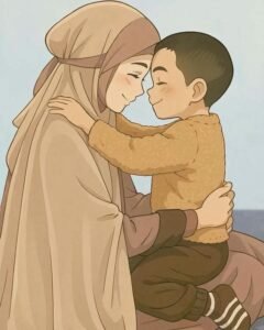 Love maa image painting of mom and son touching foreheads gently