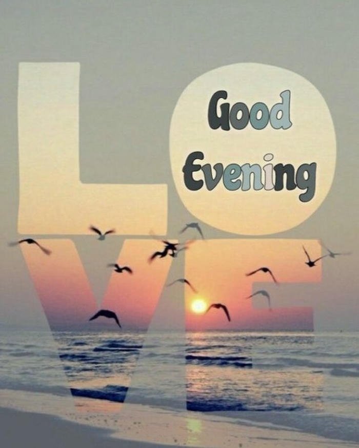 Love word art beach sunset ocean romantic evening view
