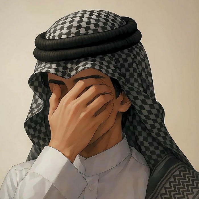 Muslim boys dp shy guy covering face with hand