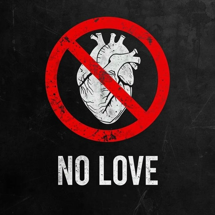 No love allowed anatomical heart inside prohibition warning sign