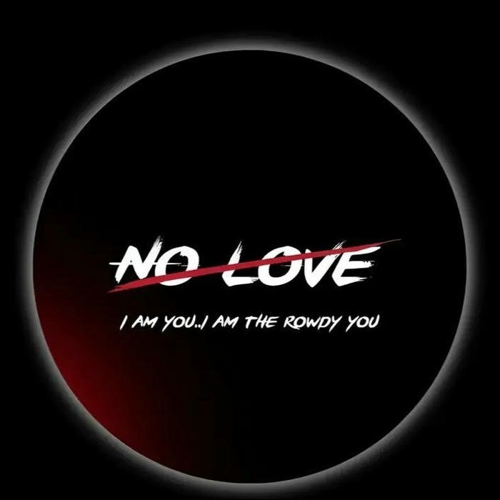 No love dp featuring red neon text inside dark circle