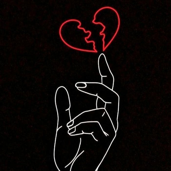 No love dp hand dropping pieces of broken pink heart