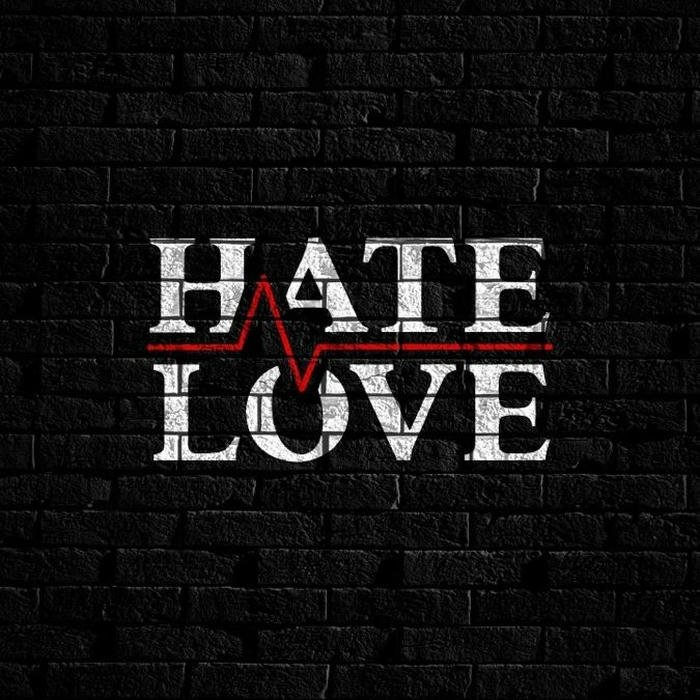 No love dp neon hate love text on brick wall