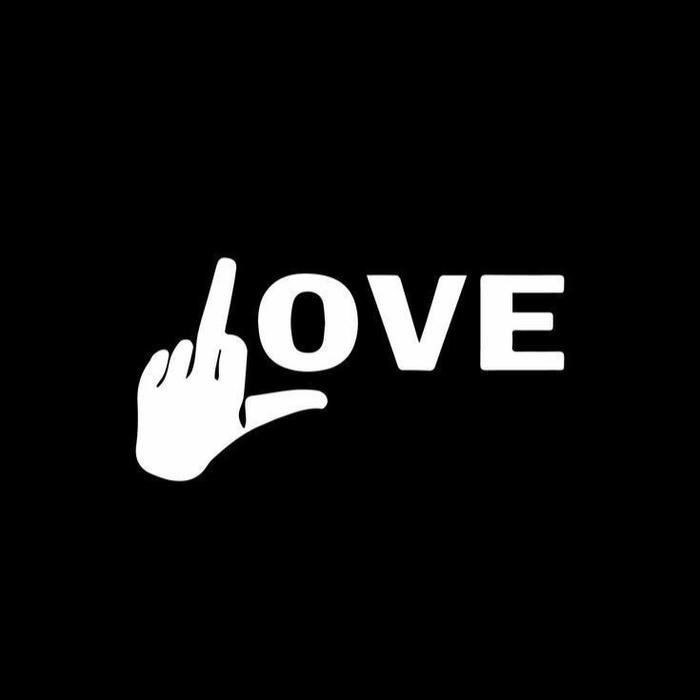 No love dp text with middle finger replacing letter L