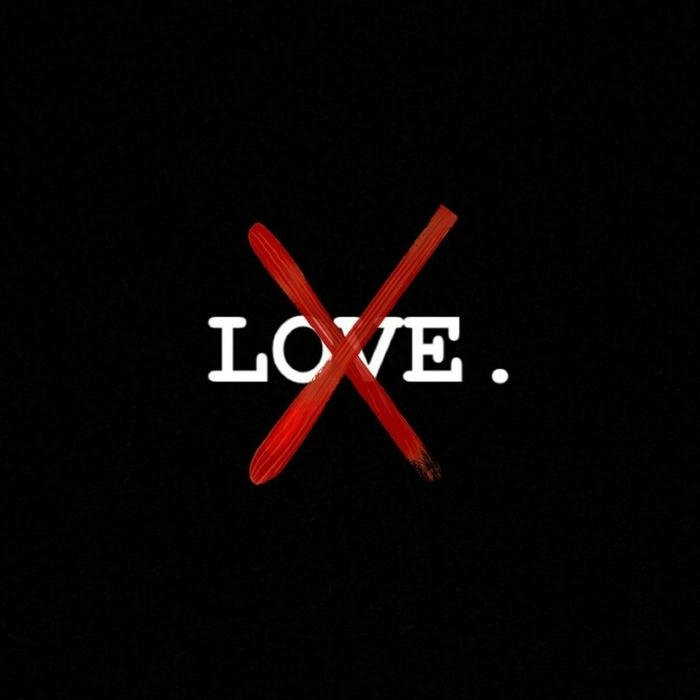 No love dp with red cross striking through white text