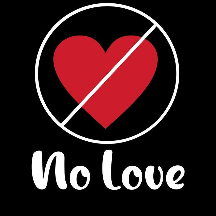 No love sign red circle crossing out heart symbol