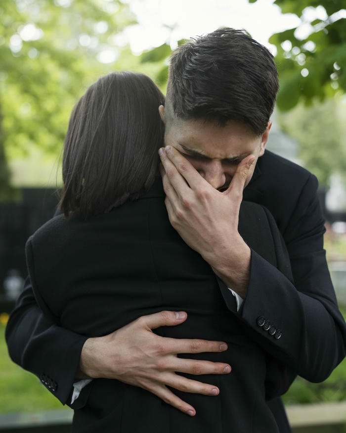 Sad love images couple hugging tightly looking sorrowful in nature