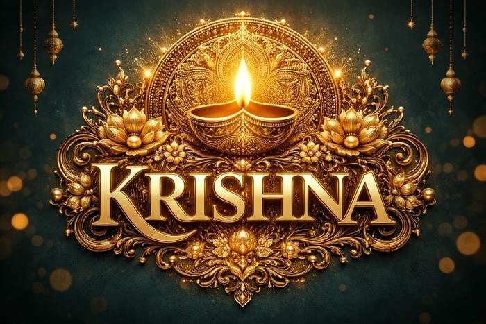Serene portrait as krishna name dp