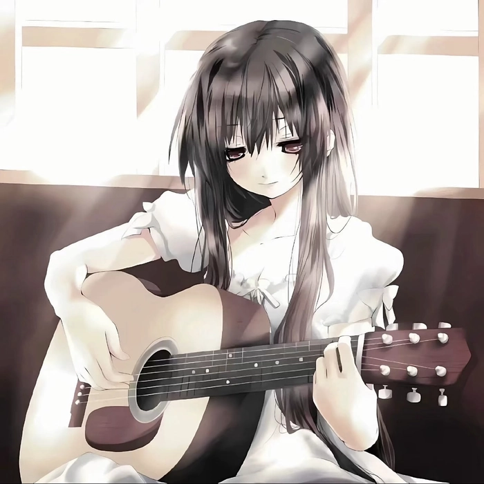 Stylish guitar girl profile picture with soft artistic vibes