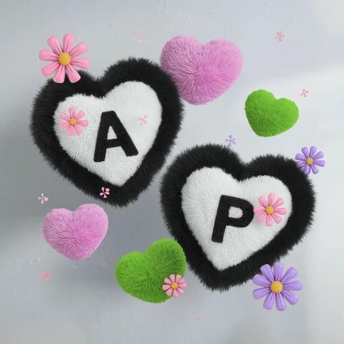 Two heart surrounds ap name dp