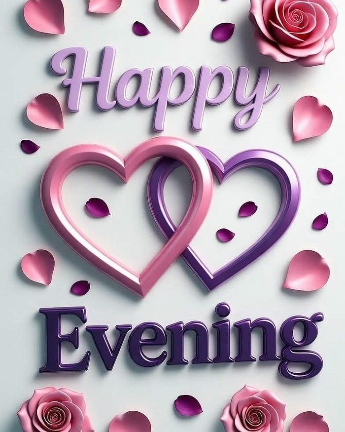 Two interlocked hearts glitter sparkles romantic love evening art