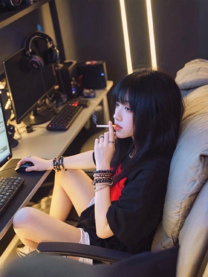 calm mind smoking girl dp dark tone