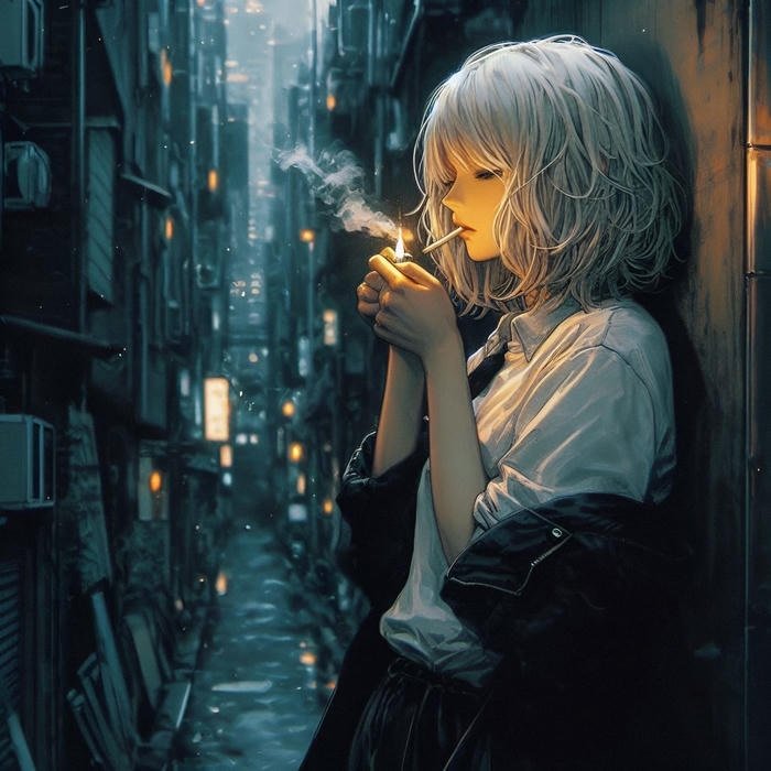 city nights smoking girl dp aesthetic mood