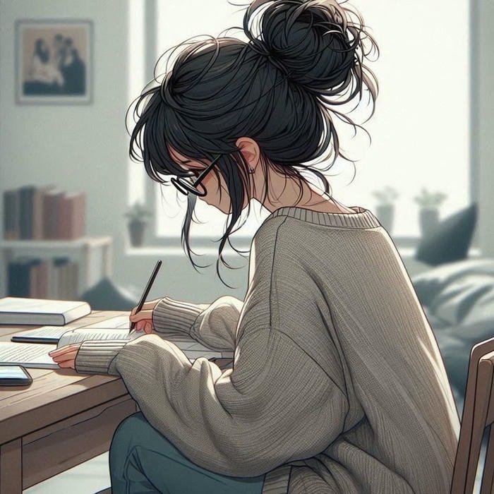 determined student study girl dp look