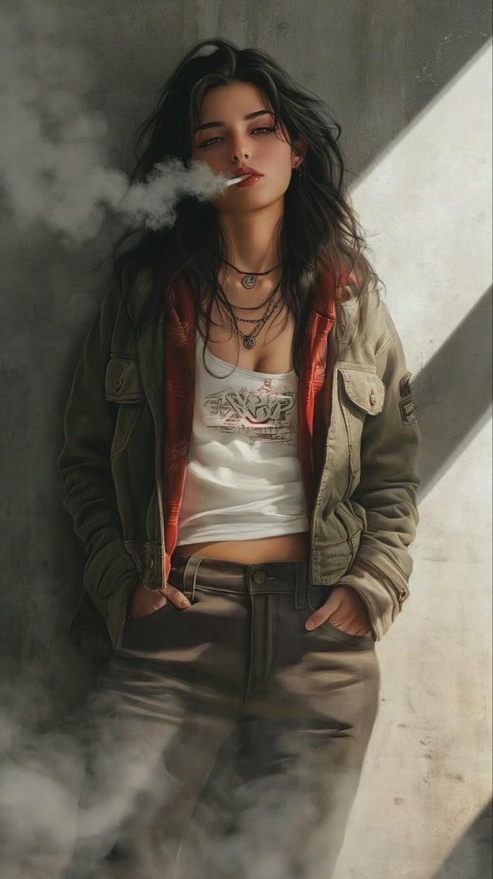 dramatic smoke smoking girl dp artistic mood
