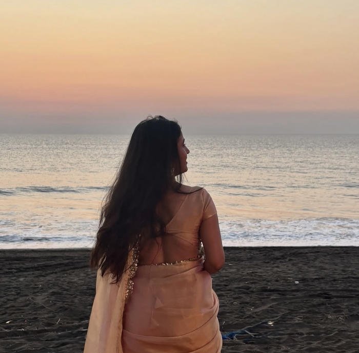 elegant drape crowns saree girl dp