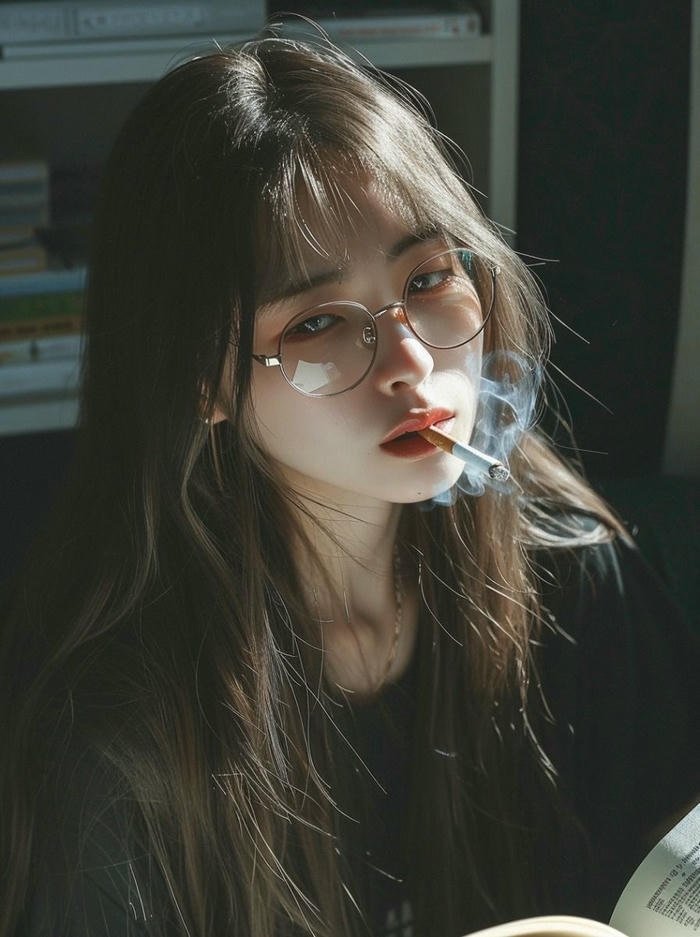 midnight mood smoking girl dp aesthetic style