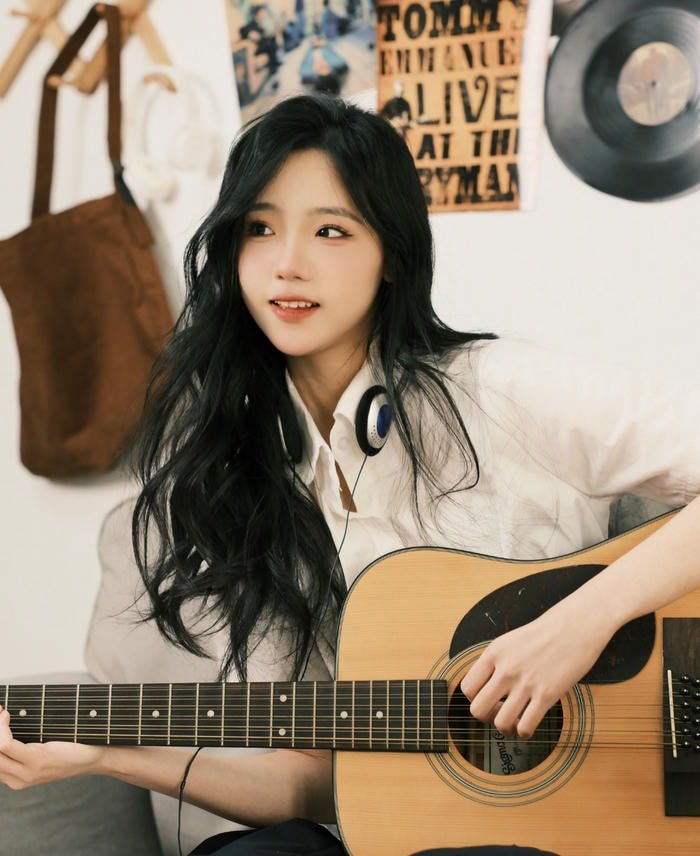 music soul guitar girl dp warm light