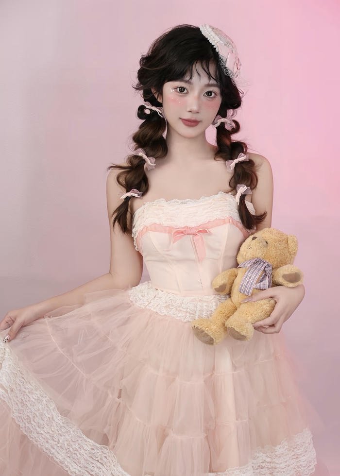 pastel teddy bear girl display picture