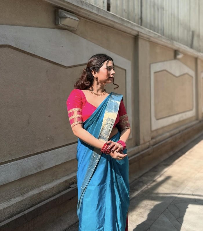 refined stillness in saree girl dp