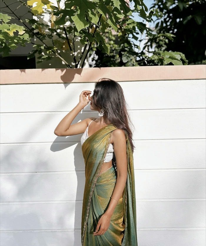 soft silk frames saree girl dp