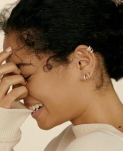 subtle shine enhances the girl earrings dp