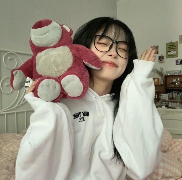 sweet teddy pink bear girl avatar mood