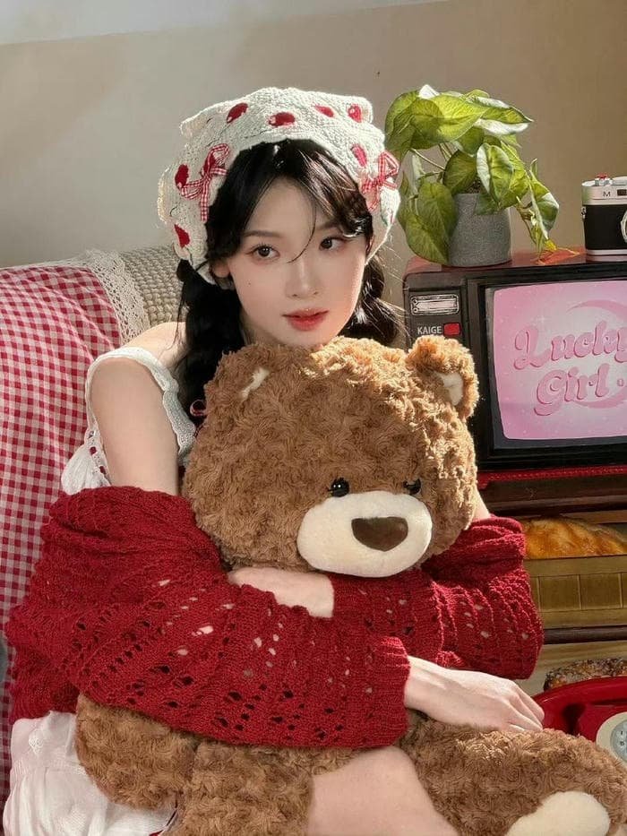 teddy bear girl pastel tone profile