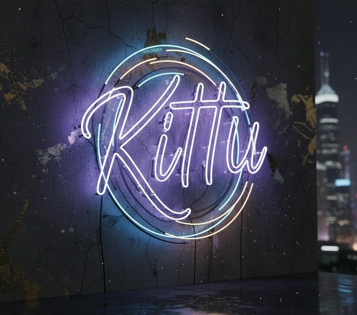 Cute sparkle Kittu name dp frame