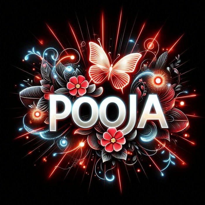 Dreamy pooja name dp adorned with butterflies