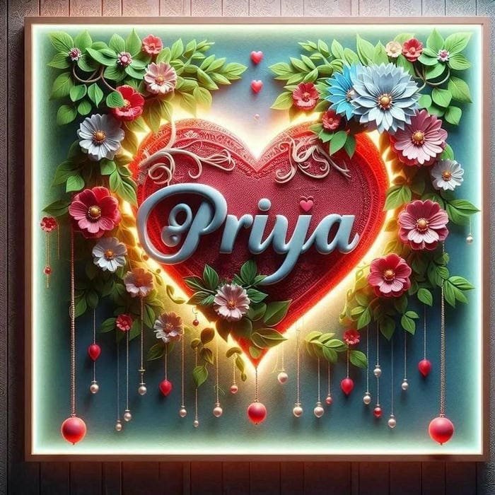 Elegant priya name dp featuring tiny hearts