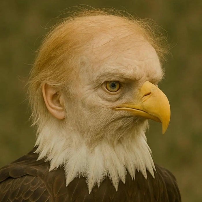 Funny dp for boys eagle wearing blonde human wig hair