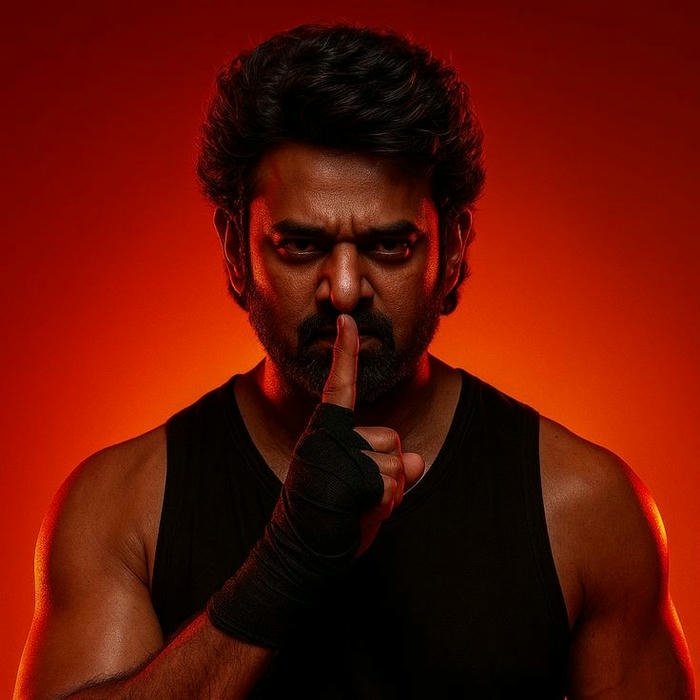 Intense man with beard red lighting silence pose