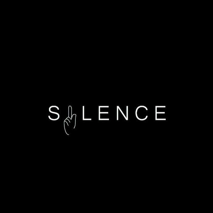 Minimalist silence text logo on dark background wallpaper